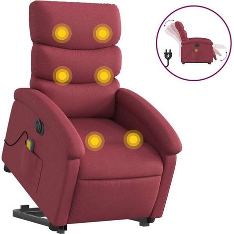 Fauteuil de massage électrique inclinable, tissu bordeaux (1/5)