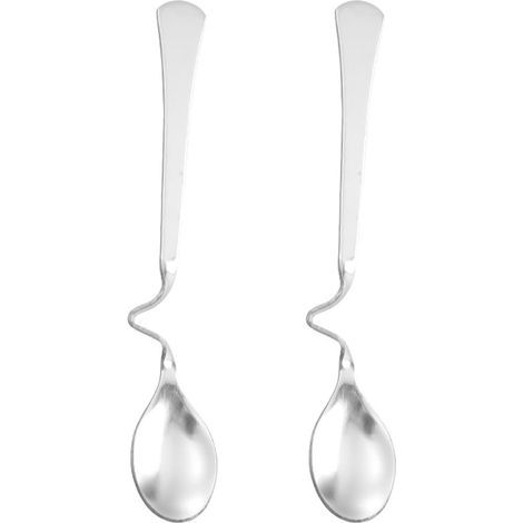 2 pièces Cuillère à Miel-Polissage miroir en acier inoxydable matériau métallique ,Confiture Acier Inoxydable Argent 12,6x2cm (1/5)