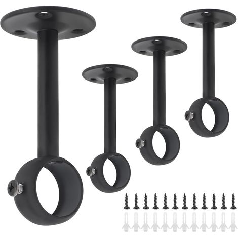 Supports pour tringles à rideaux, 4 pièces Acier inoxydable Robuste Support de tringle à rideau pour plafond pour tringles à rideaux de 25 mm (4, 25MM)