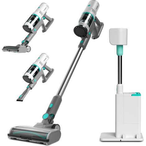 HAUSHOF Aspirateur Balai sans Fil 24kPa avec Station Auto-Vidage 2,1L, Brosse en V Anti-Emmêlement avec LED Verte Détection Poussière, Mode Nuit & Fonction Parfum, Idéal pour Poils d’Animaux et Tapis