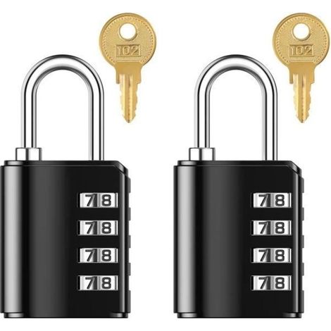 (Black) ORIA Combination Padlock Set of 2 - Password Recovery - Black (1/4)