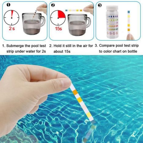Mesure Bandes De Test D'Eau Spa 50 Pièces 5 En 1 Papier Bandelette Test De Ph D'Aquarium De Piscine Pour Dureté, Chlore, Brome (1/4)