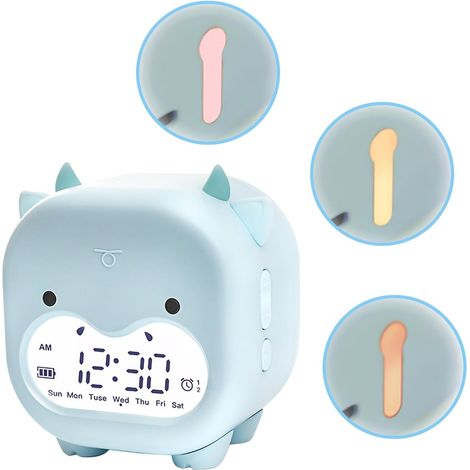 Wecker für Kinderzimmer, lauter Wecker für schwere Schläfer, niedliche Nachttischuhr, Schlaftrainer für Kinder, Nachtlicht-Timer mit USB für Teenager-Jungen-Mädchen-Schlafzimmer (1/5)