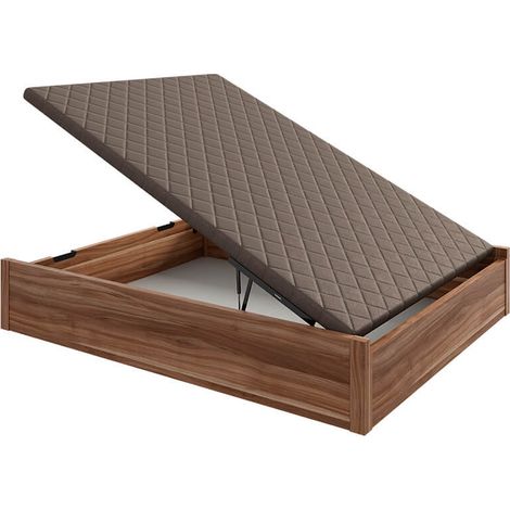 Lit coffre en bois avec poignée intégrée, hauteur 34 cm  135x200 cm - Bellota