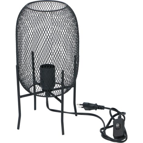 Lampada da Tavolo in Metallo con Attacco E27 Design Industrial Altezza 29cm Nero (1/5)