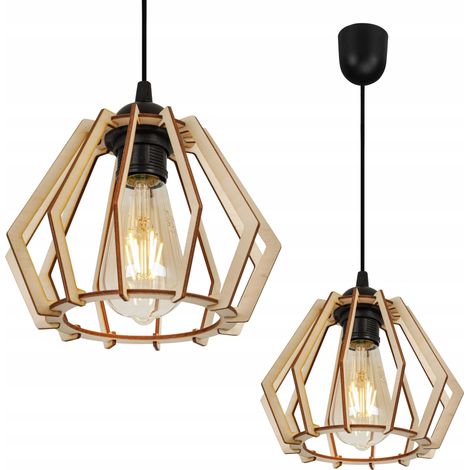 LAMPE DE PLAFOND SUSPENDU À LED EN BOIS MODERNE (1/5)