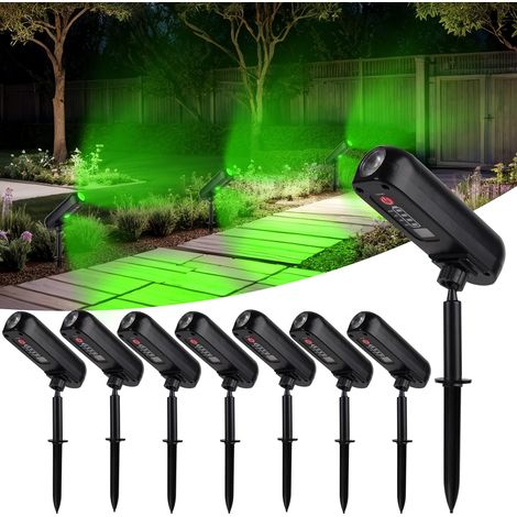 Lot de 8 spots solaires verts extérieurs IP65, 2 modes, éclairage solaire pour jardin, allée, chemin et cour (1/5)