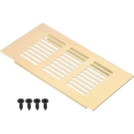 Grille de Ventilation Rectangulaire de 6 x 3 Pouces, Couvercle D'Aération en Maille D'Aluminium avec Vis de Fixation pour Porte D'Armoire et de Garde-Robe, Ton Doré (1/5)