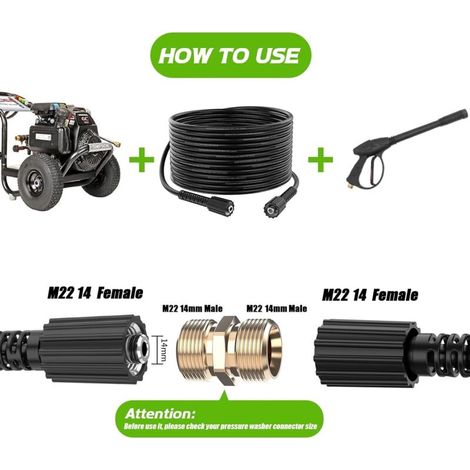 Tuyau extension Karcher 15 m 2000 PSI – M22 femelle flexible, caoutchouc durable – Nettoyeur haute pression pour jardin ou voiture
