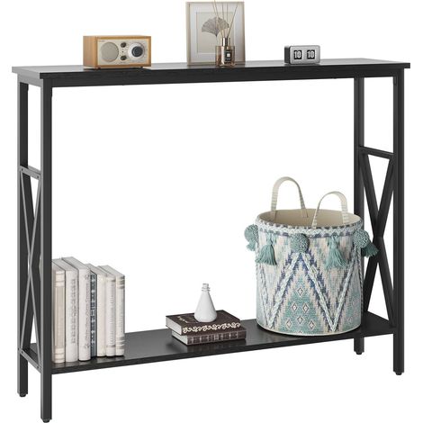 Table Console, Console Meuble, Petite Table de Présentation, Table d’Entrée, Bout de Canapé, Table d'Appoint, pour Couloir, Entrée, Salon, Foyer, 101× 25× 80.5CM Noir HST007B (1/5)