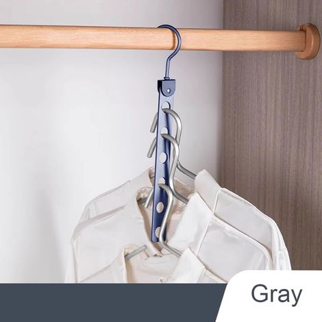 (1 crochet gris) Porte-cintres pliable et rotatif en métal, gain de place dans la penderie. (1/5)