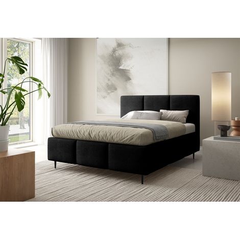 Polsterbett Schlafzimmerbett MIAMI Komplettset 140x200cm in Stoff Coral Schwarz