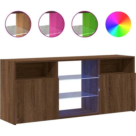 Mobile TV Armadietto TV Mobile Porta TV con Luci LED Rovere Marrone 120x30x50 cm (1/5)
