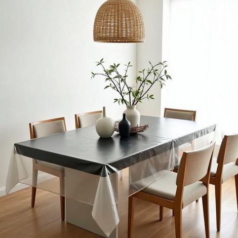 Nappe transparente 140 x 220 cm - PVC - Transparence cristalline - Lavable et protectrice (1/5)