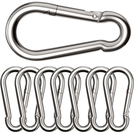 Lot de 8 Grands mousquetons,Φ880 mm,Mousqueton Charge maximale de 300 kg, ne rouillent Pas, Galvanisés,Résistants. pour Sac à Dos, Laisse pour Chien,hamacs, Camping, pêche, auvents etc. (1/5)