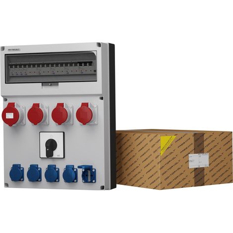 Tableau électrique de chantier avec disjoncteur GR-S/FI 32 A, 3 x 16 A, 5 x 230 V Schuko, Doktorvolt DV-6640-D (1/5)