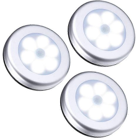 Lot de 3 détecteurs de mouvement PIR sans fil pour éclairage intérieur/extérieur, veilleuse automatique, 6 LED (1/5)