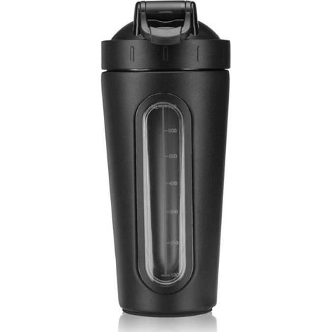 700ML Bouteille de Eau Protéine Shaker Mélangeur Avec Couvercle Anti-fuite NOIR 700ML (1/4)