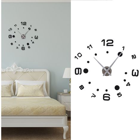 Digitale Wanduhr zum Selbermachen, dekorative Uhr, schwarze digitale Wanduhr, dekorative 3D-Wanduhr-Aufkleber zum Selbermachen (1/5)