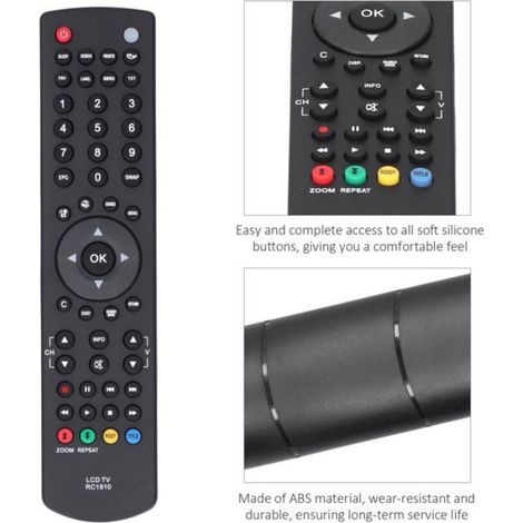 1 Télécommande Rc1910,Matériau ABS,Boutons en silicone,Noir,Pour téléviseur LCD Toshiba (1/5)