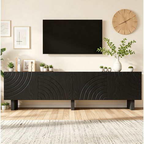 Meuble TV 180x40x55 cm 4 portes noir mat OKMYHOME (1/5)