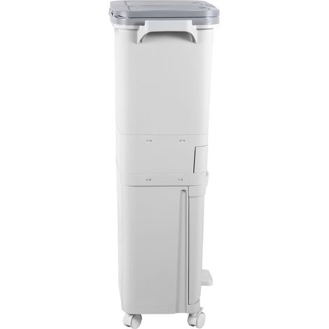 Wolketon Mobiler Mülltrenner für die Küche, 42 L, 3-stufig, mit Doppelbehälter oben, separatem Unterbehälter, 2 Druckdeckeln, Fußpedal und Rollen, Weiß