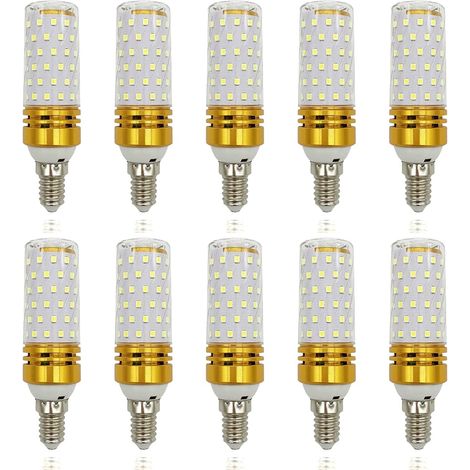 E14 LED Ampoule 16 W non dimmable équivalent à 120W ampoule à incandescence, LED maïs ampoule pour lustres éclairage domestique, ampoule pour hotte aspirante,white,10 Pack (1/5)