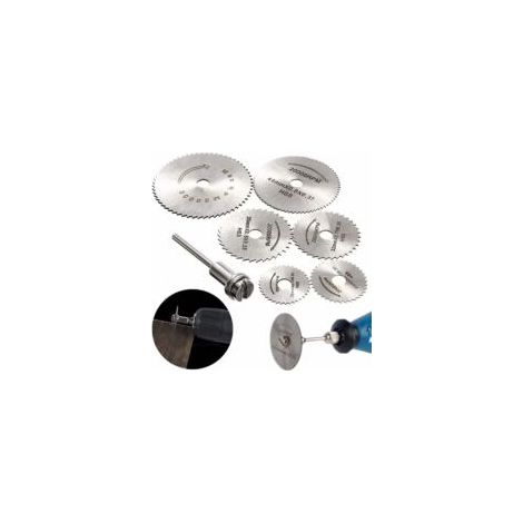 Lot de 6 Disques de Coupe pour Outil Rotatif HSS Mini Lames de Scie Circulaire avec 3.2 mm Mandrin pour la Coupe du bois, Plastique et Métal - - Crezuo (1/4)