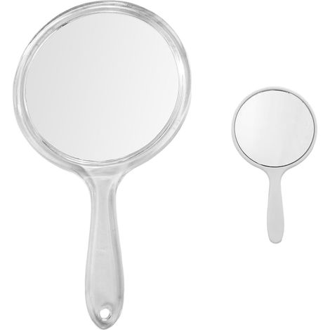 Doppelseitiger Spiegel und Mini-Spiegel – 2er-Set – Weißer Kunststoff – Fürs tägliche Make-up – Ideal für Reisen und Handtaschen – 14,5 x 26,8 cm (1/5)
