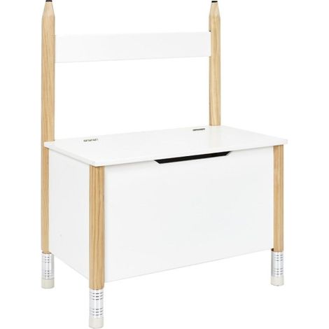 Coffre de Rangement & Banc "Crayon" 80cm Blanc (1/5)