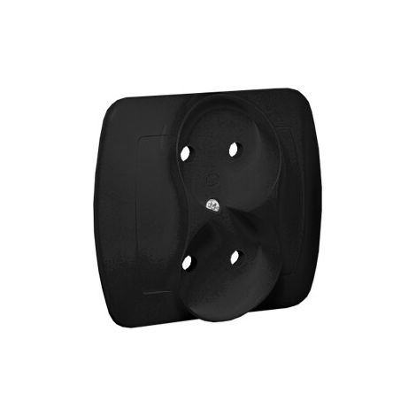 Prise double sans mise à la terre, 16 A, 250 V, bornes à vis : noires