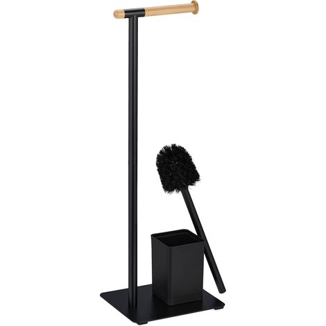 Portascamoscio e portarotolo WC chic 35 x 12 x 12 cm in bambù nero 130015446