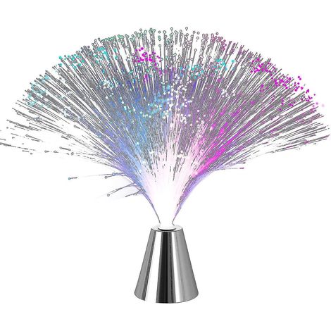 Lampe de bureau LED à fibre optique rotative à changement de couleur, alimentée par piles, veilleuse (1/5)