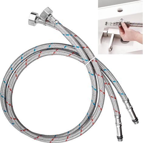 2 Pièces Tuyaux de Raccordement Flexibles Robinets G1/2 - M10, Rallonge de Tuyau Flexible 12/17 (1/2'), Rallonge Tressé Acier Inoxydable Rallonge Lavabo Tubes pour Cuisine Salle de Bain (1/5)