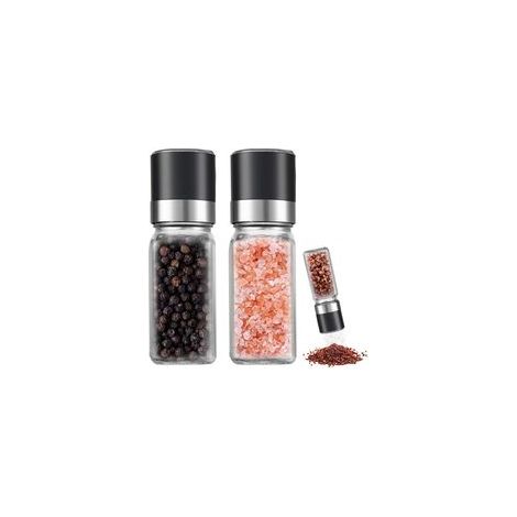 2 Pièces 120 ML Moulin Poivre en Verre Manuel, Moulin Sel avec Noyau de Broyage en Céramique Réglable, Facile à Remplir, pour épices, la Maison ou la Cuisine (1/5)