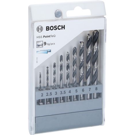 Bosch HSS-Spiralbohrer-Set PointTeQ 9 tlg. mit Sechskantschaft 2,0-8,0 mm (1/5)