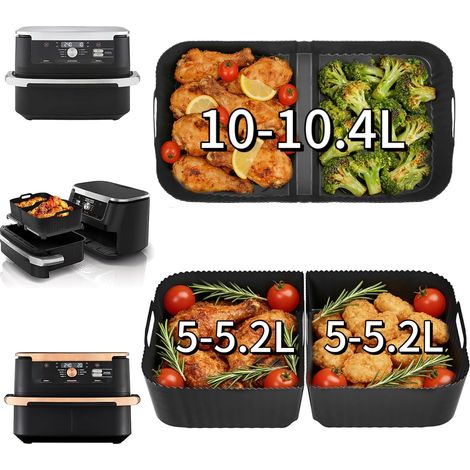 Moule Silicone - 3 Pièces - Alimentaire - Antiadhésif - Friteuse Air Ninja Cosori 10L - Gris (1/5)