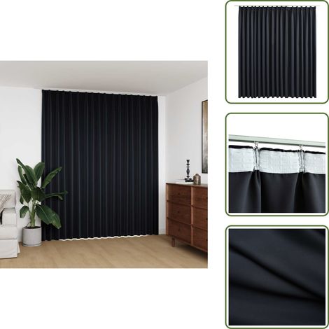 Verdunkelungsvorhang mit Haken Schwarz 290 x 245 cm - Verdunklungsvorhang - Gardine - Vorhang Schwarz - Wohnraumdekoration - Badezimmerdeko (1/5)