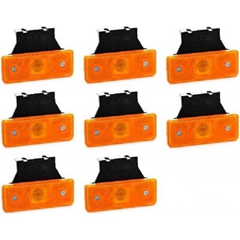Lot de 8 feux de position à LED orange 24V 12V avec supports en caoutchouc pour châssis remorque camion remorque camion (1/5)
