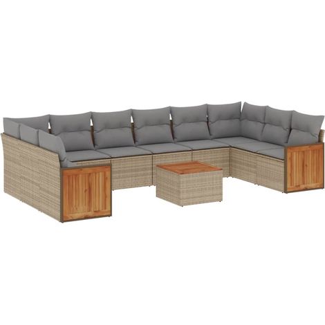 Maison Exclusive - Set de sofás de jardín 11pzas con cojines ratá (1/3)