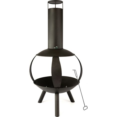 MaxxGarden - Estufa de jardín, pozo de fuego, rejilla de acero, estufa de patio - Negro (Ø58 x 135cm)