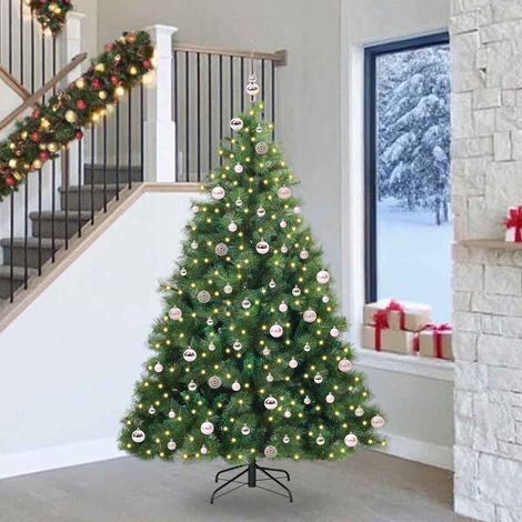 vidaXL Artificial Christmas Tree with 300 LEDs Green 240 cm PE and PVC (1/5)