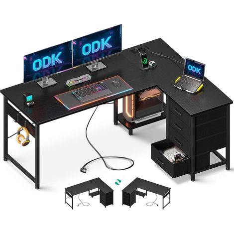 Eckschreibtisch Schwarz 135x100cm Gaming OffiGo