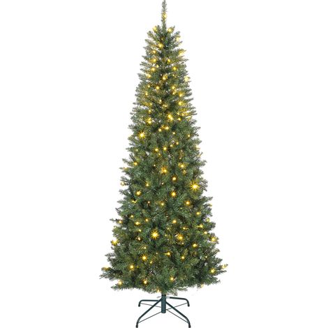 Sapin de Noël artificiel 210 cm 350 lumières 1273 pointes support métal pliable vert