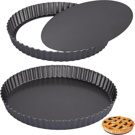 2-teilige Tarteform mit herausnehmbarem Boden (22 cm + 24 cm), antihaftbeschichteter Kohlenstoffstahl, spülmaschinenfest (1/5)