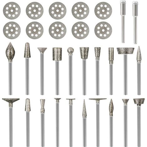 Diamantbohrer-Set für Dremel, Metallgravur-Set, 1/8"-Geradschleifer, 32-teilig