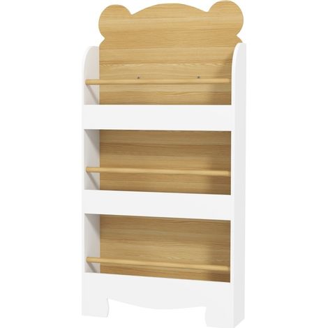 Libreria per bambini stretta in legno con 3 ripiani 55 x 15 x 110 cm bianca HOMVRA (1/5)