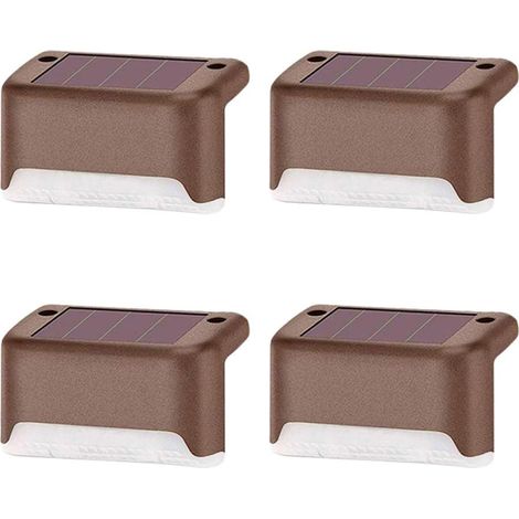 4er-Set wasserdichte Solar-Terrassenleuchten, solarbetriebene LED-Zaunleuchten, Stufenleuchten für Garten, Treppe, Hof, Terrasse, Kaltweiß (1/5)