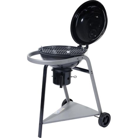 Barbecue à charbon avec grill de cuisson en acier noir - L. 60.5 x l. 71 x H. 98 cm -PEGANE- (1/5)