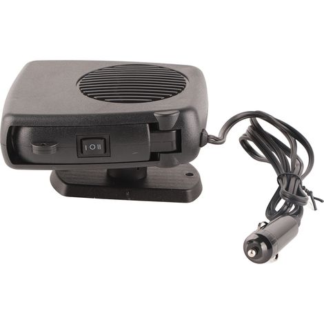Ventilateur chauffant portable en ABS pour voiture, avec dégivreur de pare-brise et base rotative à 360° pour un chauffage rapide (noir).